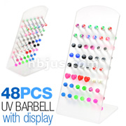 48 Pcs of Assorted UV Barbells with L-Stand Display Package