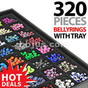 320 Pcs of Assorted 316L Surgical Steel Belly Rings in 32 Different Styles