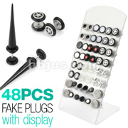 48 Pcs of Assorted Fake Plug & Taper with L-Stand Display Package