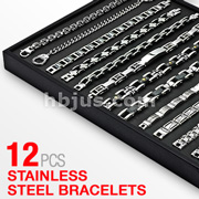 12 Pcs of Assorted 316L Stainless Steel Bracelets Package with VERSA Display Board