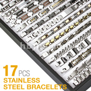 17 Pcs of Assorted 316L Stainless Steel Bracelets Package with Bracelet Tray Display