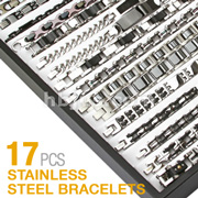 17 Pcs of Assorted 316L Stainless Steel Bracelets Package with Bracelet Tray Display
