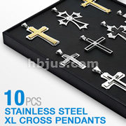 10 Pcs of Assorted 316L Stainless Steel X-Large Pendants Package with 'VERSA' Display Board