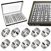 100PC 316L Surgical Stainless Steel Assortment Ring Package w/Free Ring Display