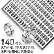 140 Pcs of Assorted 316L Stainless Steel Spinner Rings with VERSA Ring Board