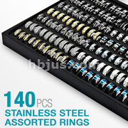 140 Pcs of Assorted 316L Stainless Steel Rings Package with 'VERSA' Display Board