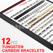12 Pcs of Assorted Tungsten Carbide Bracelets Package with VERSA Display Board