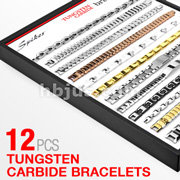 12 Pcs of Assorted Tungsten Carbide Bracelets Package with VERSA Display Board