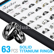 63 Pcs of Assorted Titanium Ring Package with Graphic Inserted Display Board Panel