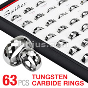 63 Pcs of Assorted Tungsten Carbide Ring Package with Graphic Inserted Display Board Panel