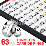 63 Pcs of Assorted Tungsten Carbide Ring Package with Graphic Inserted Display Board Panel
