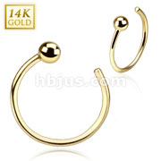 14 Karat Solid Yellow Gold Ball Nose Hoop Ring
