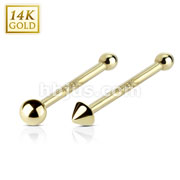 14 Karat Solid Yellow Gold Nose Stud Ring with 2mm Top