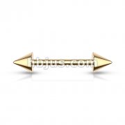 Gold IP Over 316L Surgical Steel Spike End Barbell