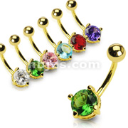 Gold Plated Navel w/6mm Round CZ