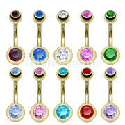 80PC 14GA Gold Plated 2 Press Fit Gem Navel Ring Package