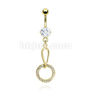 Gold Plated Prong Set Navel with Multi CZs Round Loop
