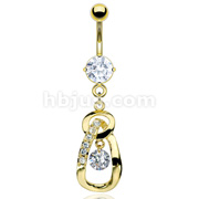 Gold Plated Navel with Gem Gold Plated Loop Dangle