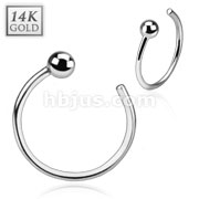 14 Karat Solid White Gold Ball Nose Hoop Ring