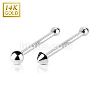 14 Karat Solid White Gold Nose Stud Ring with 2mm Top