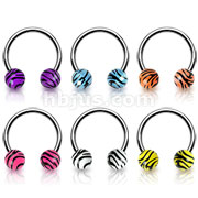 120 Pcs of Assorted Color Tiger Print UV Ball Horseshoe 