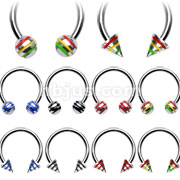 160pcs of 316L Surgical Steel Horse Shoe with Striped Ball Packages.