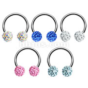 50 Pcs of 14 Gauge Assorted Color 316L Surgical Steel Horseshoe Circular Barbell with Multi Gem Ferido Balls
