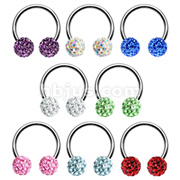 316L Surgical Steel Horseshoe Circular Barbell with Multi Gem Ferido Balls