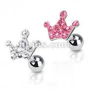 316L Surgical Steel Tragus/Cartilage Barbell with Multi Paved Crown Top