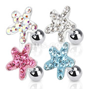 316L Surgical Steel Tragus/Cartilage Barbell with Multi Paved Starfish Top