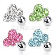 316L Surgical Steel Tragus/Cartilage Barbell with Multi Paved Clover Top