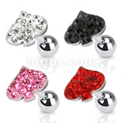 316L Surgical Steel Tragus/Cartilage Barbell with Multi Paved Spade Top