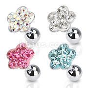 316L Surgical Steel Tragus/Cartilage Barbell with Multi Paved Flower Top