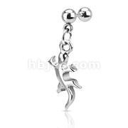316L Surgical Steel Gecko Dangle Cartilage/Tragus Barbell