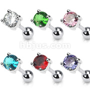 316L Surgical Steel 5mm Round CZ Prong Tragus/Cartilage Piercing Stud