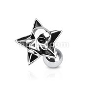 316L Surgical Steel Devil Skull Inside Star Tragus/Cartilage Piercing Stud