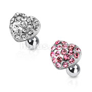 316L Surgical Steel Tragus/Cartilage with Gem Paved Heart Top