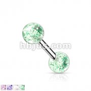 316L Surgical Steel Tragus/Cartilage Barbell with Ultra Glitter UV Ball