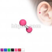 316L Surgical Steel Tragus/Cartilage Barbell with Solid Colored UV Ball