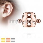 316L Surgical Steel Hollow Hearts Tragus/Cartilage Shielded Barbell