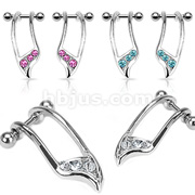 Pair of 316L Surgical Steel 3-CZ Helix Cartilage Ear Piercing Cuff