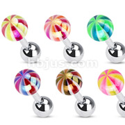 316L Surgical Steel Tragus/Cartilage Barbell with Assorted Color Metallic Coating Candy Ball