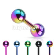 100 Pcs Assorted Color Titanium Anodized Cartilage/Tragus Bar Over 316L Stainless Steel