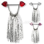 Nipple Shield with Heart CZ with Chain Dangle