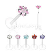 Bio-Flex Push-In Labret/Monroe with .925 Sterling Silver Prong set Star CZ Package