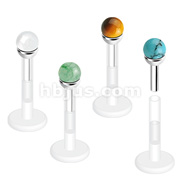 Bio-Flex Push-In Labret/Monroe with Semi Precious Stone Studs