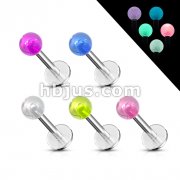 100 Pcs of 14/16GA Labret with Glow UV Balls