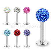 70 Pcs of Assorted Color 316L Surgical Steel Labret/Monroe with 4mm Multi Crystal Ferido Ball
