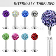 316L Surgical Steel Internally Threaded Ferido Crystal Top Labret Monroe