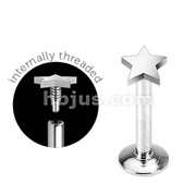 316L Surgical Steel Internally Threaded Labret Monroe with 3mm Star Flat Top